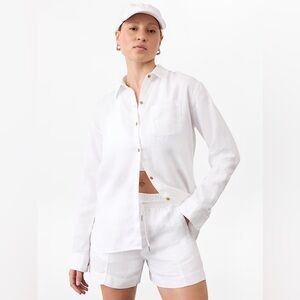 Athleta Crisp White Retreat Linen Top